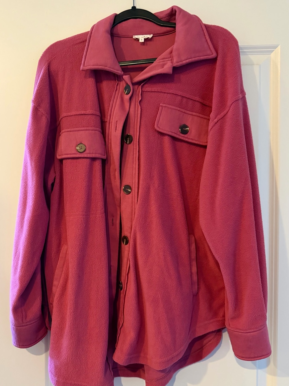 Pink Oversized Fleece Shacket